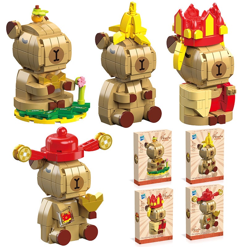 Drill Horse Children'S Diy Assembled Small Particle Building Blocks To Make Money And Treasure Capibala 3D Cartoon Creative Building Blocks Toys - Image 5